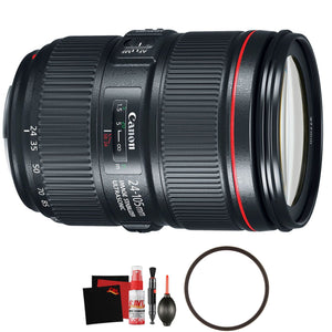 Canon EF 24-105mm f/4L IS II USM Lens + UV Filter + Microfiber Cleaning Cloth Bundle Bulk Packaging Canon