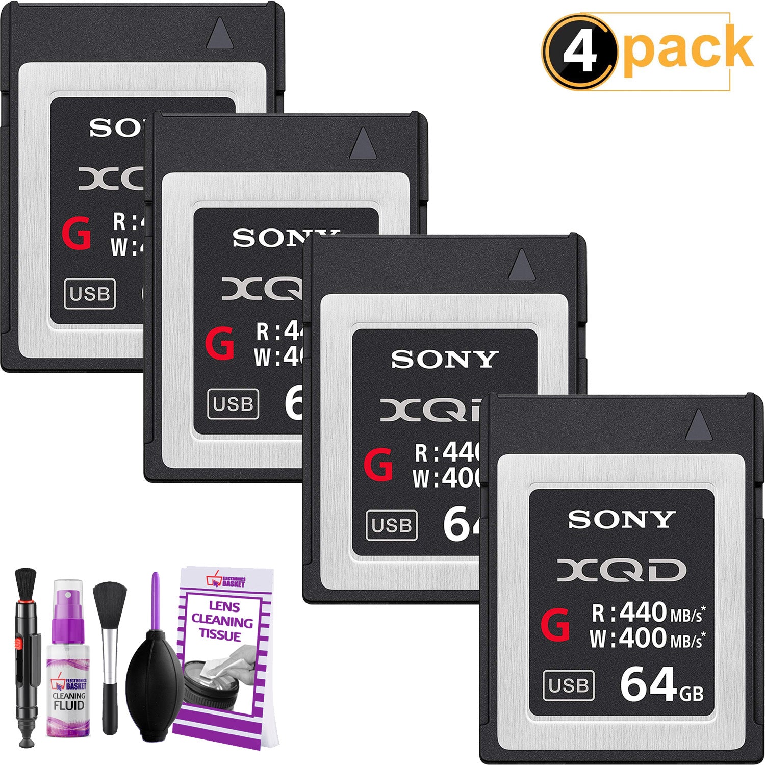 Sony Professional XQD G Series 64GB Memory Card (QDG64E/J) (4-Pack)