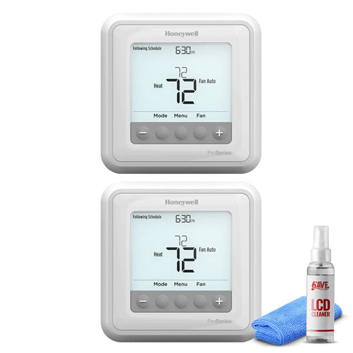 2-Pack Honeywell TH6210U2001/U T6 Pro Programmable Thermostat + LCD Cleaner Bundle