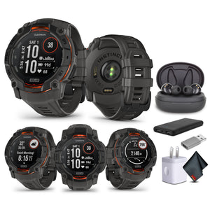 Garmin Instinct 3 50mm Solar Charged GPS Smartwatch Unlimited Battery Life Charcoal