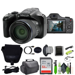 Minolta Pro Shot 20 MP HD Digital Camera with 67X Zoom, 1080P HD Video Bundle - Minolta