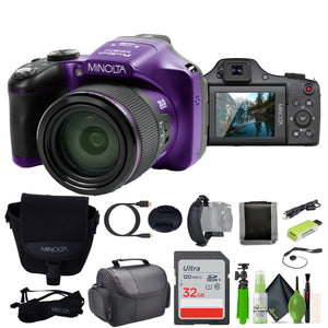 Minolta Pro Shot 20 MP HD Digital Camera with 67X Zoom, 1080P HD Video Bundle - Minolta