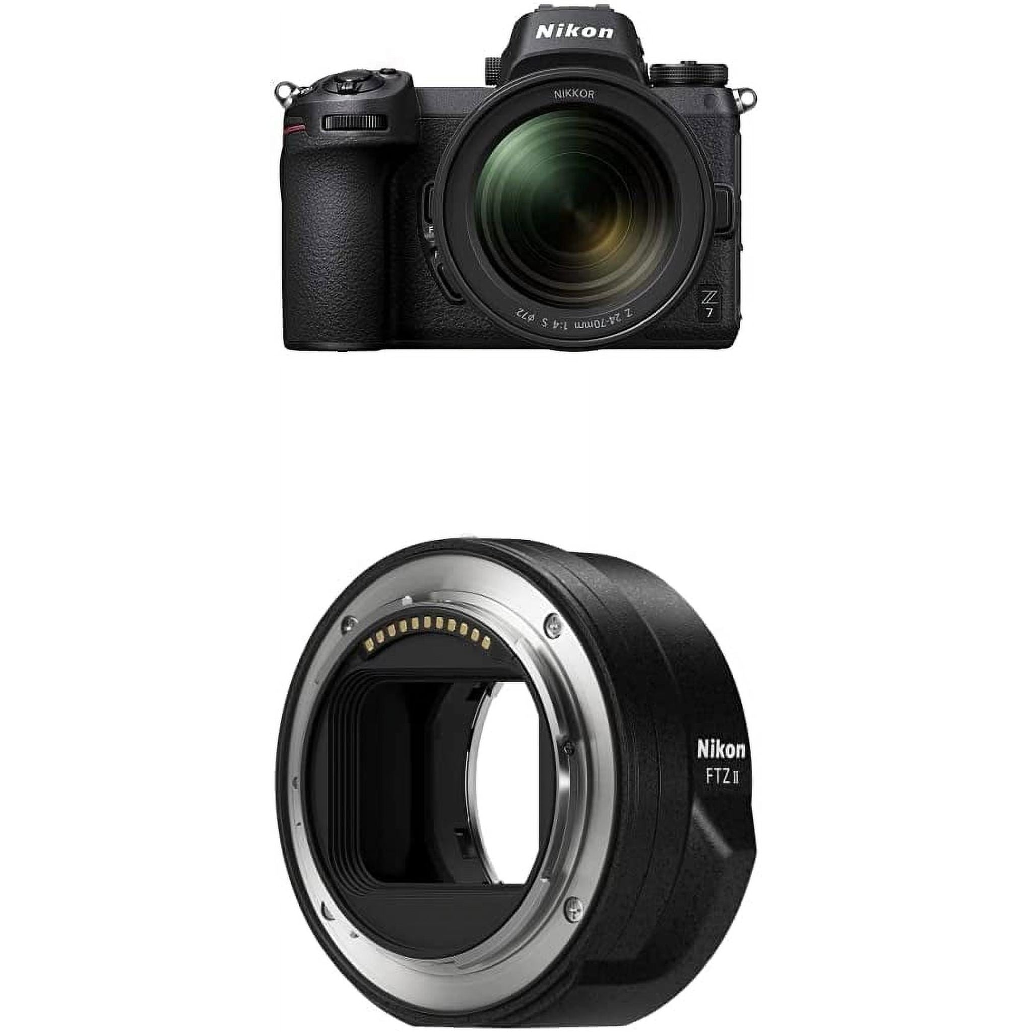Nikon Z7 FX-Format Mirrorless Camera Body w/NIKKOR Z 24-70mm f/4 S with Nikon Mount Adapter FTZ II Nikon