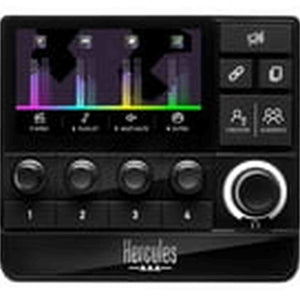 Hercules Stream 200 XLR, Pro Audio Mixer for Advanced Content Creators, with XLR Mic Pre-Amp, LCD Screen, High Resolution Encoders, 4 Actions Buttons and Customizable Interface. Compatible with PC. Hercules DJ