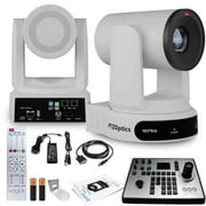 PTZOptics Move 4K PTZ Camera with 30x Zoom White PT30X-4K-WH-G3 + PT-JOY-G4 Controller + Wall Mount PTZOptics