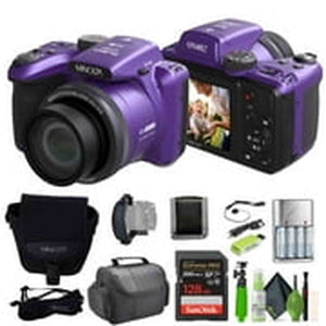 Minolta 20 Mega Pixels 40x Optical Zoom Digital Camera, 1080p FHD Video Bundle, Purple Minolta