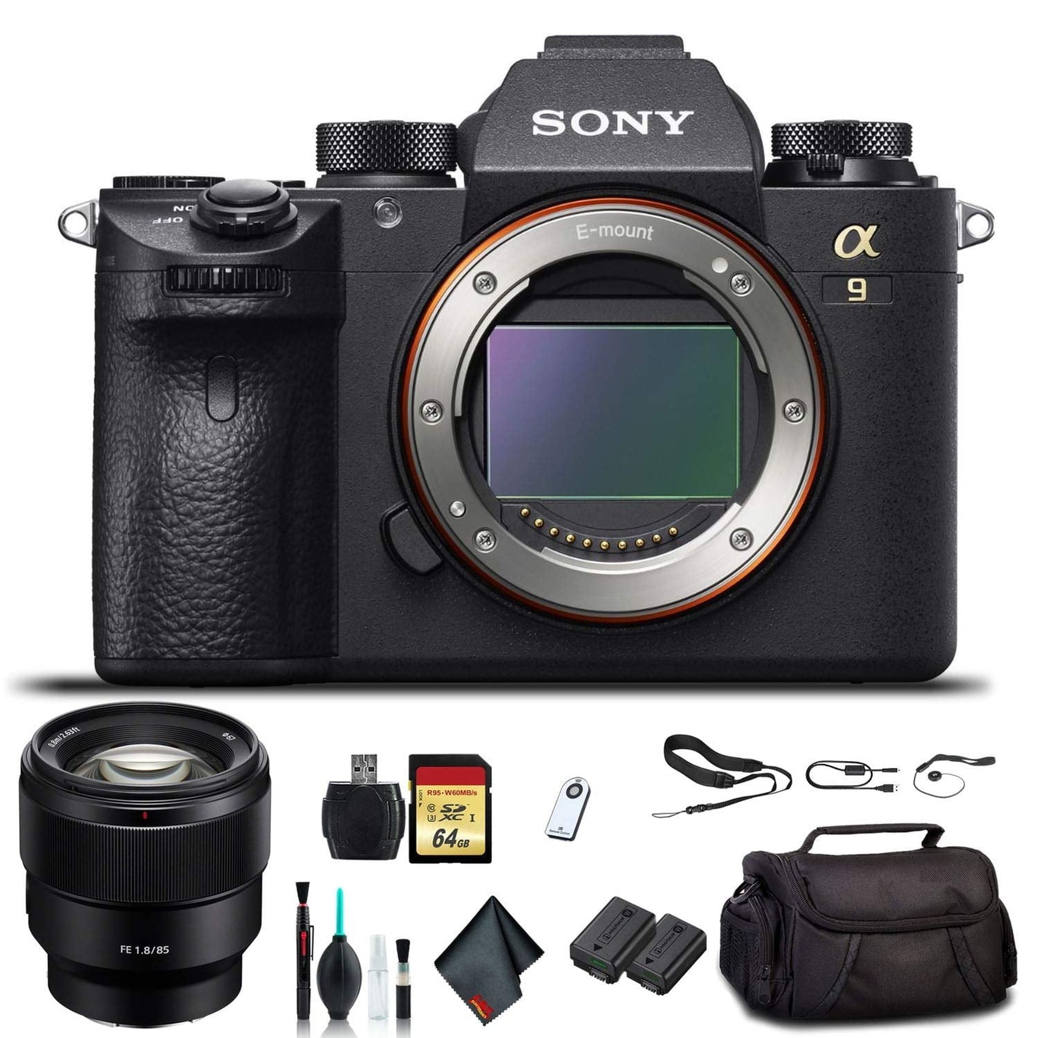 Sony Alpha a9 Mirrorless Camera ILCE9/B With Sony FE 24-70mm Lens, Soft Bag, Additional Battery, 64GB Memory Card, Card Reader , Plus Essential Accessories Sony