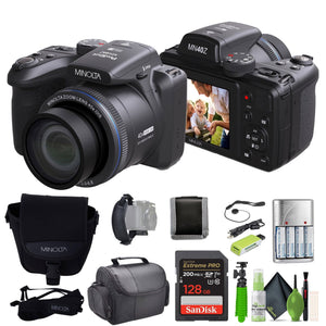 Minolta 20 Mega Pixels 40x Optical Zoom Digital Camera, 1080p FHD Video Bundle, Black Minolta