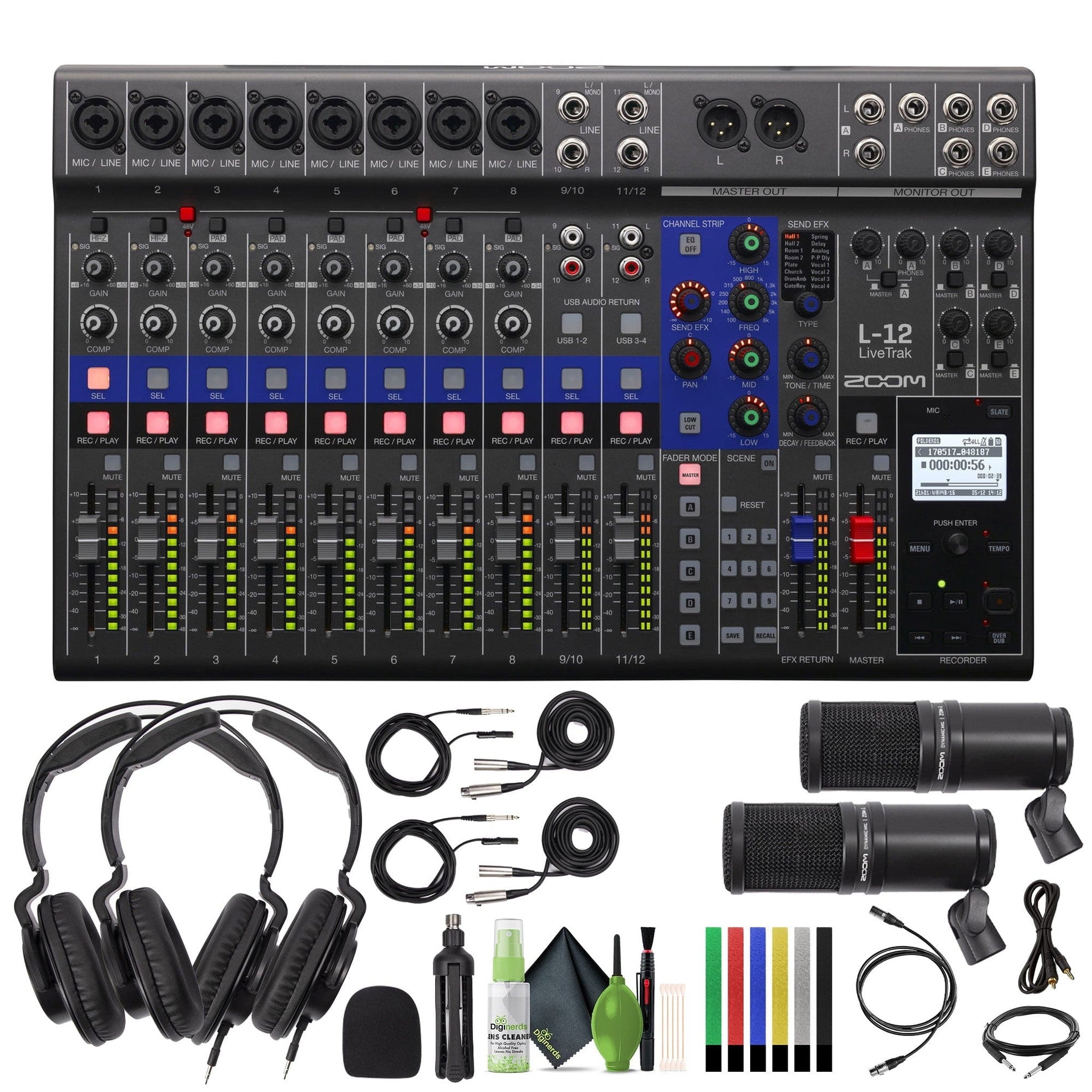 Zoom LiveTrak L-12 Digital Mixer & Multitrack Recorder, for Music, Podcasting, and More, 12-Input/ 14-Channel SD Recorder, 14-in/4-out USB Audio Interface, 5 Powered Headphone Outputs Zoom