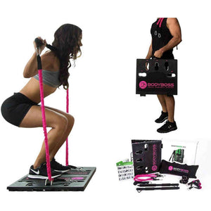BodyBoss Home Gym 2.0 - Full Portable Gym Home Workout Package + 1 Set of Resistance Bands - Collapsible Resistance Bar, Handles - Full Body Workouts BodyBoss