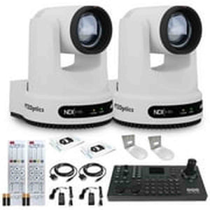 2 x PTZOptics Move 4K PTZ Camera with 20x Zoom White PT20X-4K-WH-G3 + SuperJoy PTZ Controller + 2 x Wall Mount