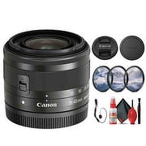 Canon EF-M 15-45mm f/3.5-6.3 IS STM Zoom Lens Graphite 0572C002 - Bundle Canon