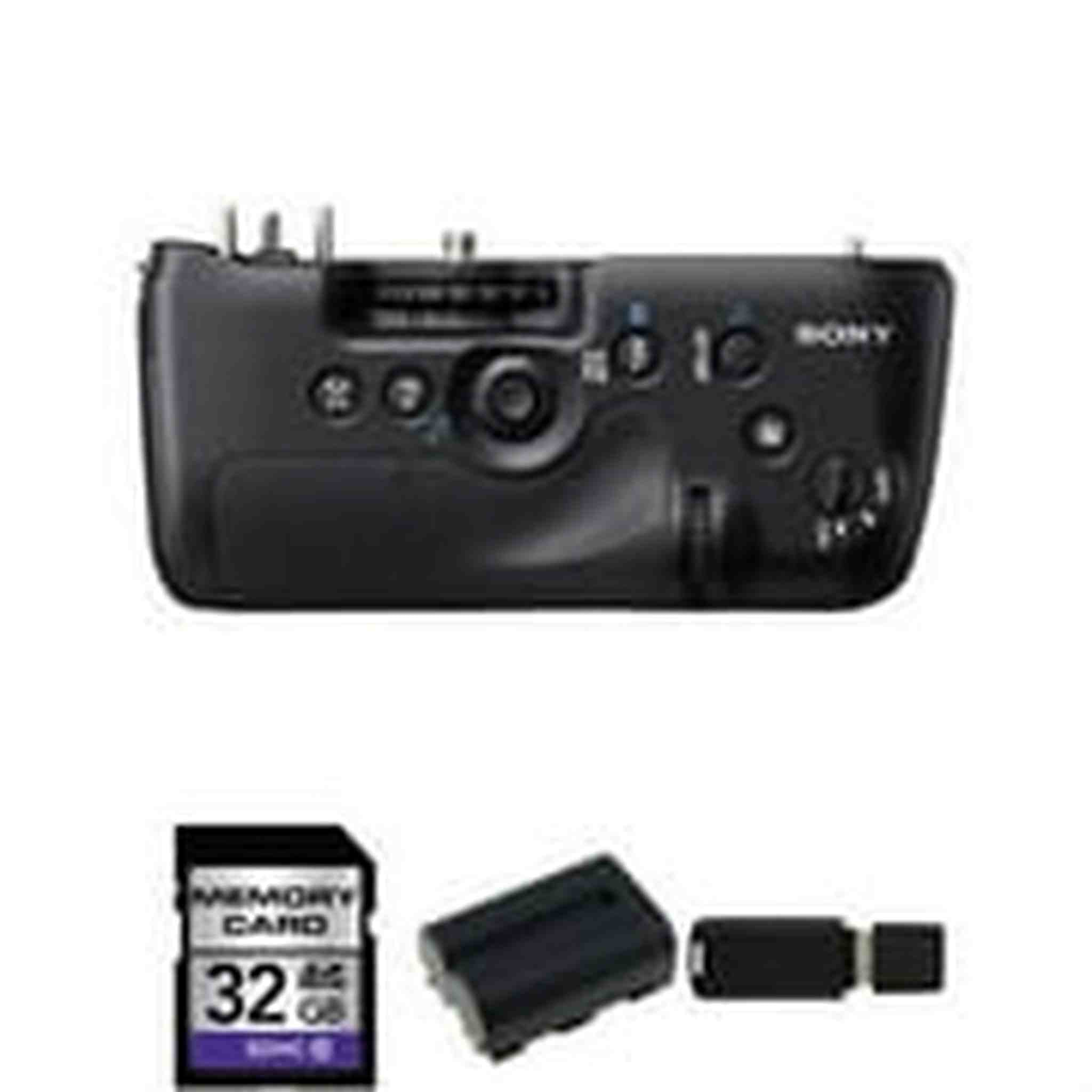 Sony VGC99AM Grip Alpha SLTA199V Black + 32GB SDHC Class 10 Memory Card + NPFM500H Li-Ion Rechargeable Battery Pack Bundle EBasket
