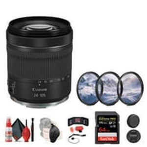 Canon RF 24-105mm f/4-7.1 IS STM Lens + 64GB SD Card + Camera Bag + More Canon