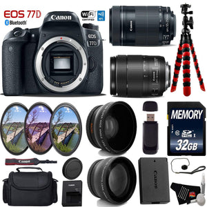 Canon EOS 77D DSLR Camera with 18-135mm is STM Lens & 55-250mm is STM Lens + UV FLD CPL Filter Kit + Wide Angle & Teleph Canon