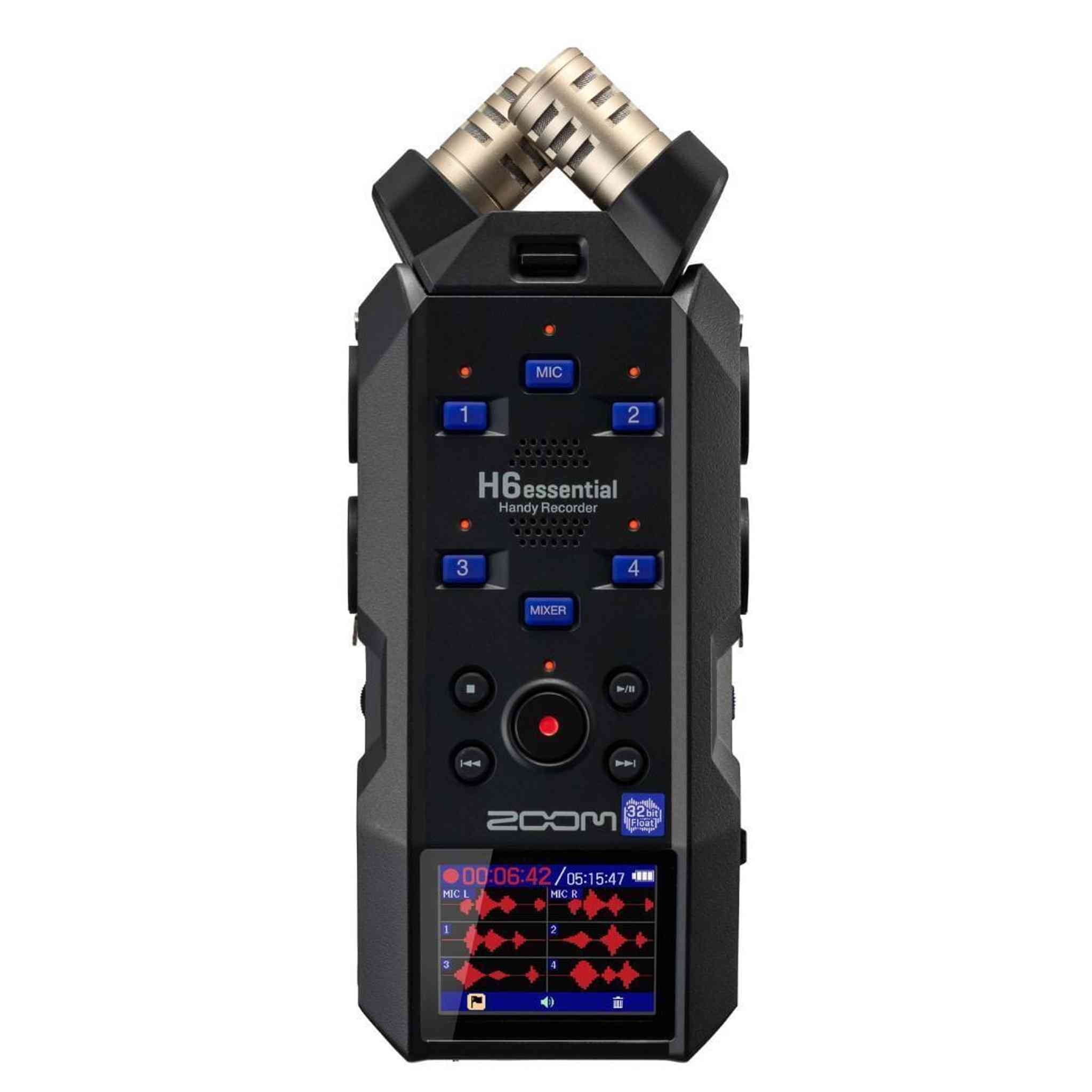 Zoom H6essential 2024 Model, Essential Series with 32-Bit Float, Accessibility, 6-Track Recorder, Stereo Microphones, 4 XLR/TRS Inputs, USB Audio Interface, for Musicians, Podcasters, & Filmmakers Zoom