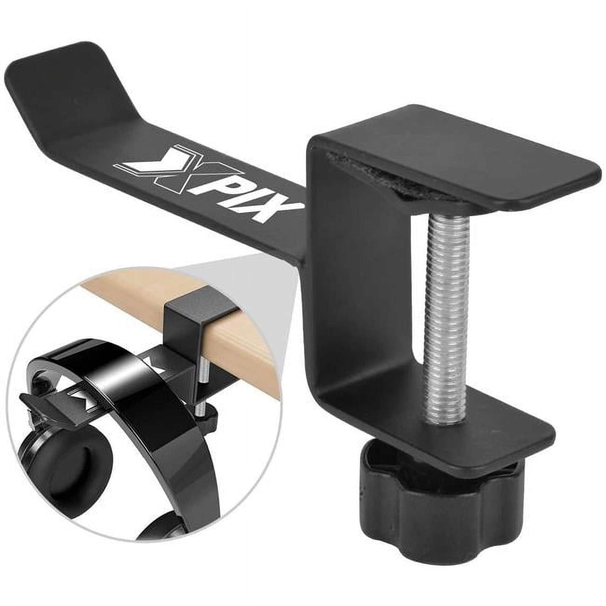 Xpix Metal Headphone Headset Holder Hanger with Under Desk Design Mount Clamp Clip Grip - Hooks onto Surface Without Glue Or Mess - Fits Headphones XPIX