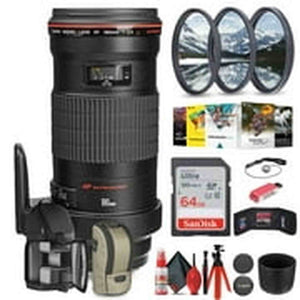 Canon EF 180mm f/3.5L Macro USM Lens with 64GB Extreme Pro Card + More Canon