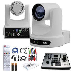 PTZOptics Move SE PTZ Camera with 30x Optical Zoom White PT30X-SE-WH-G3 + PTZOptics PT-JOY-G4 Controller PTZOptics