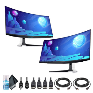 2 x Alienware AW3423DW 34.2" 1440p HDR 175 Hz Curved Gaming Monitor Lunar Light + More Alienware
