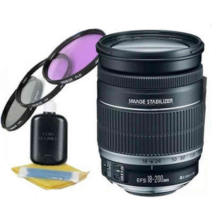 Canon EF-S 18-200mm f/3.5-5.6 is Lens + 72mm 3 Piece Professional Filter Kit + Lens - Used Canon