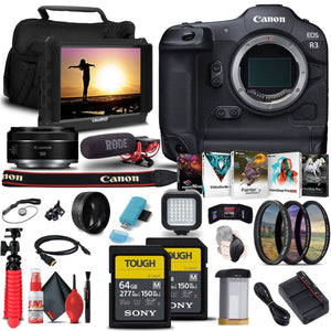 Canon EOS R3 Mirrorless Camera 4895C002 + Canon RF 50mm Lens Bundle Advanced Bundle Canon