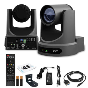 PTZOptics Move SE PTZ Camera with 20x Optical Zoom Gray PT20X-SE-GY-G3 + Universal Wall Mount Black PTZOptics