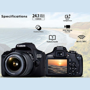Canon EOS 2000D / Rebel T7 DSLR Camera + 18-55mm Lens, 58mm Filters Bundle Canon