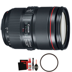 Canon EF 24-105mm f/4L IS II USM Lens + UV Filter + Microfiber Cleaning Cloth Bundle Bulk Packaging Canon