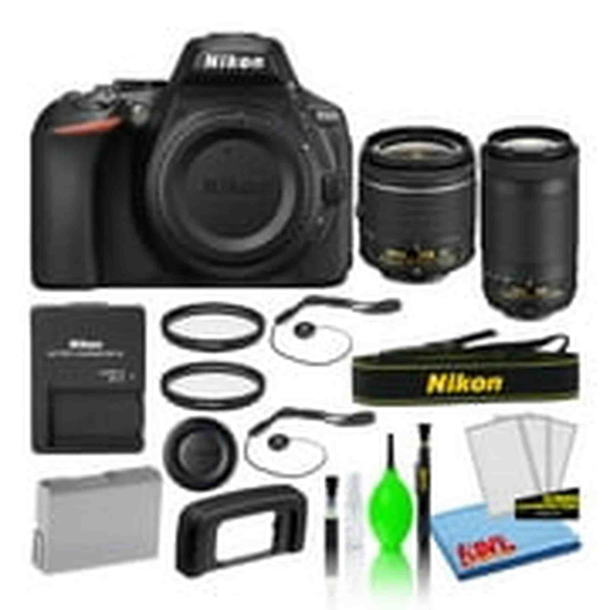 Nikon D5600 Digital Camera with Dual Lenses 1580 + 55/58mm UV Filters Intl Nikon