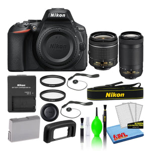 Nikon D5600 Digital Camera with Dual Lenses 1580 + 55/58mm UV Filters Intl Nikon