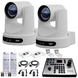 2 x PTZOptics Move SE PTZ Camera with 12x Optical Zoom + PTZOptics PT-JOY-G4 Controller + 2 x Wall Mount PTZOptics