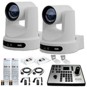 2 x PTZOptics Move SE PTZ Camera with 12x Optical Zoom + PTZOptics PT-JOY-G4 Controller + 2 x Wall Mount PTZOptics