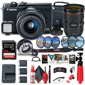 Canon EOS M100 Mirrorless Digital Camera with 15-45mm Lens 2209C011 + More