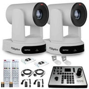 2 x PTZOptics Move 4K PTZ Camera with 30x Zoom White PT30X-4K-WH-G3 + PT-JOY-G4 Controller + 2 x Wall Mount PTZOptics