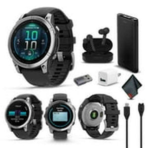fenix E – 47 mm, AMOLED, Stainless Steel with Black Silicone Band