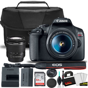 Canon EOS Rebel T7 DSLR Camera with 18-55mm Lens Starter Bundle + Includes: EOS Bag + Sandisk Ultra 64GB Card + Clean and Care Kit + More - Reconditioned Canon