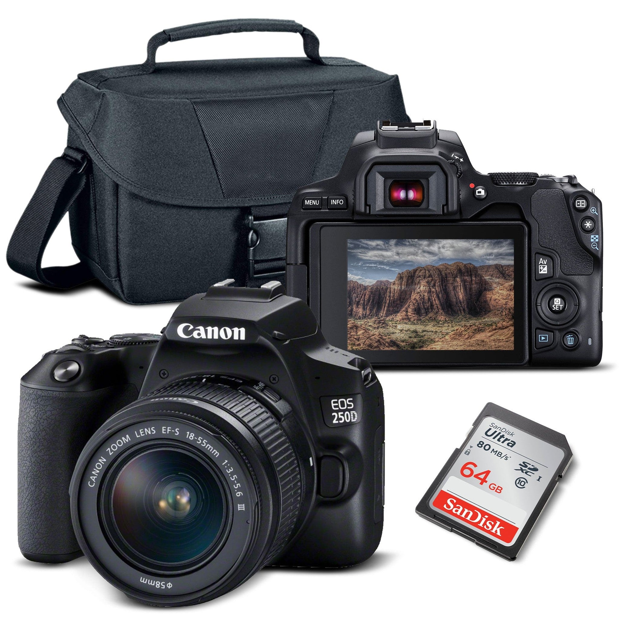 Canon EOS 250D Rebel SL3 DSLR Camera with 18-55mm Lens (Black)