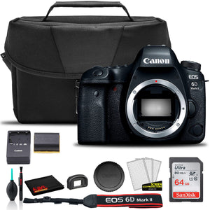 Canon EOS 6D Mark II DSLR Camera Body Only 1897C002 + Canon EOS Bag + Sandisk Ultra 64GB Card + Cleaning Set And More - Used Canon