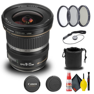 Canon EF-S 10-22mm f/3.5-4.5 USM Lens 9518A002 + Filter + Lens Pouch + More - Reconditioned Canon