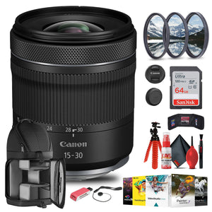 Canon RF 15-30mm f/4.5-6.3 IS STM Lens with 64GB Extreme Pro Card + More Canon