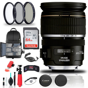 Canon EF-S 17-55mm f/2.8 IS USM Lens 1242B002 + Filter Kit + BackPack + More - Reconditioned Canon