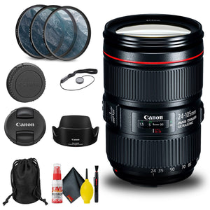 Canon EF 24-105mm f/4L IS II USM Lens 1380C002 + Filter + Cap Keeper + More - Reconditioned Canon