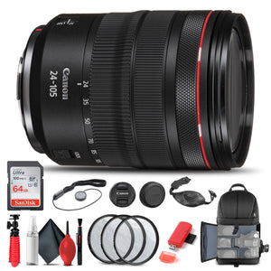 Canon RF 24-105mm f/4L IS USM Lens 2963C002 + Filter + BackPack + 64G + More - Reconditioned Canon