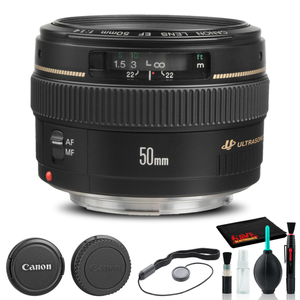 Canon EF 50mm f/1.4 USM Lens 2515A003 + Filter Kit + Lens Pouch + More - Reconditioned Canon
