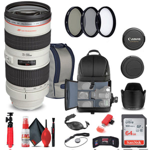 Canon EF 70-200mm f/2.8L USM Lens 2569A004 + Filter Kit + BackPack + More - Reconditioned Canon