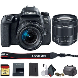 Canon EOS 77D DSLR Camera with 18-55mm Lens International Model 1892C016 - Starter Bundle Canon