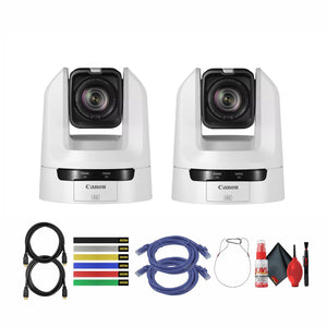 2 x Canon CR-N100 4K NDI PTZ Camera White with 20x Zoom + 2 x HDMI Cable + More Bundle Canon