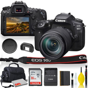 Canon EOS 90D DSLR Camera with 18-135mm Lens With Padded Case, Memory Card, and More - Starter Bundle Set - Used Canon