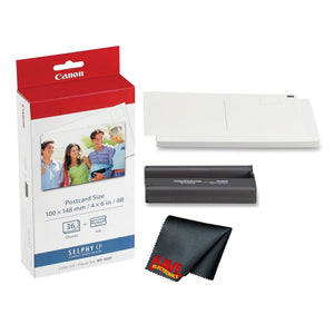 Canon KP-36IP Color Ink and Photo Paper Set 4"x 6" for Canon Selphy Printers 36 Sheets Bundle
